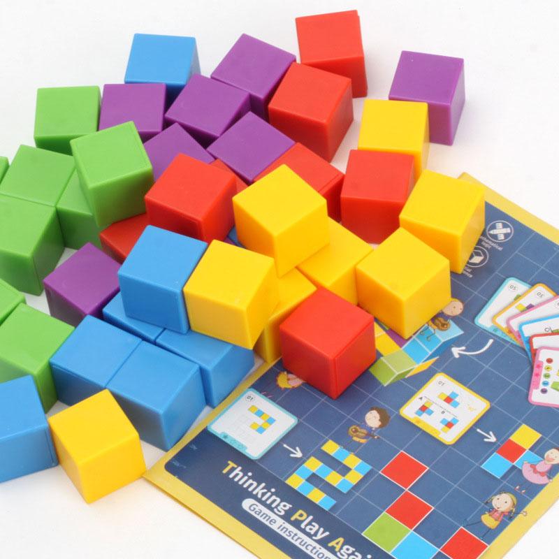 3D пространственное мышление Строительные блоки Куб Радужные stacking blocks Активность Математика Дошкольное Образовательные Познавательные Игрушки Разработаны Для Детей