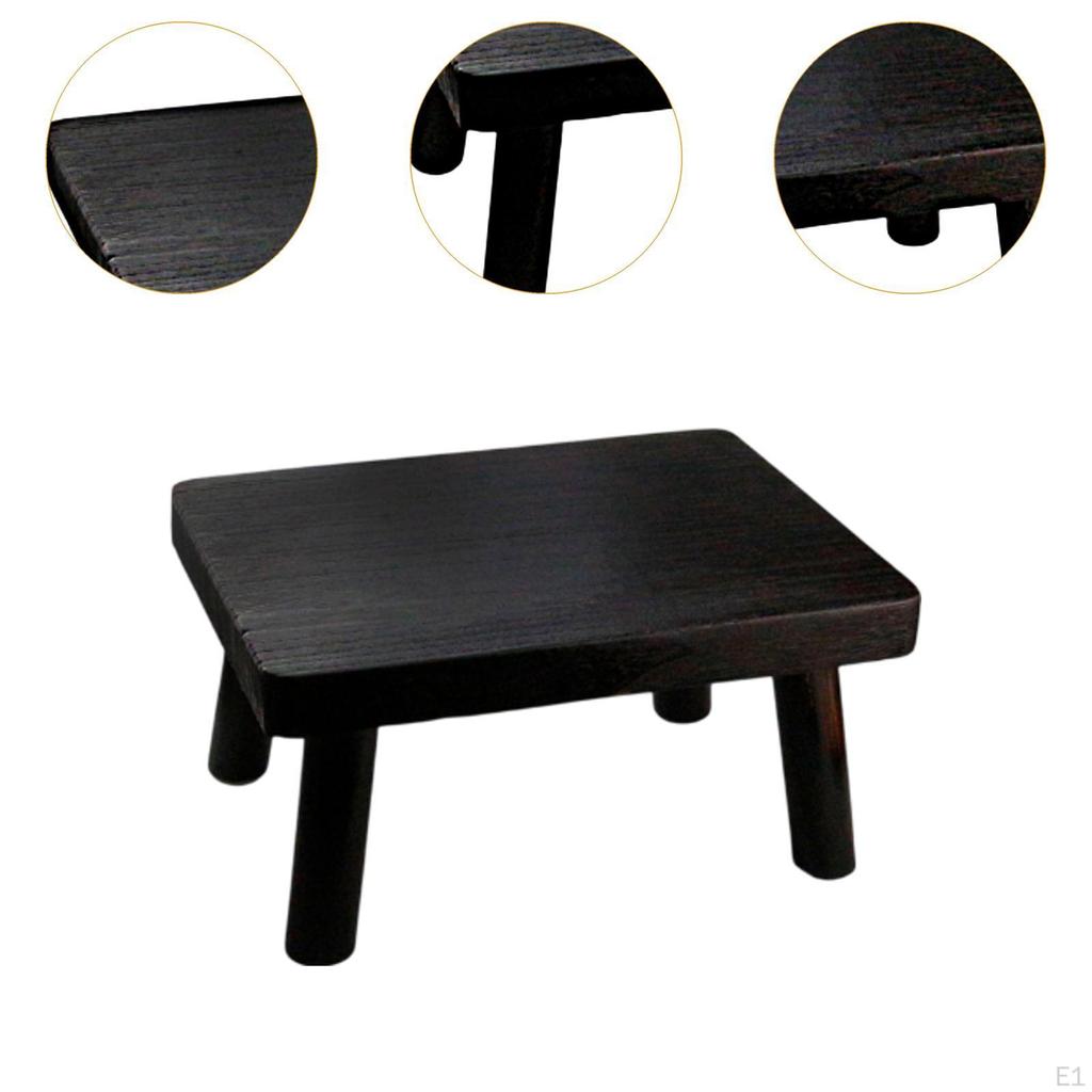 Wood Step Stool Foot Rest,Modern Multipurpose Footstool Small Floor Table for Bedroom Beside Plant
