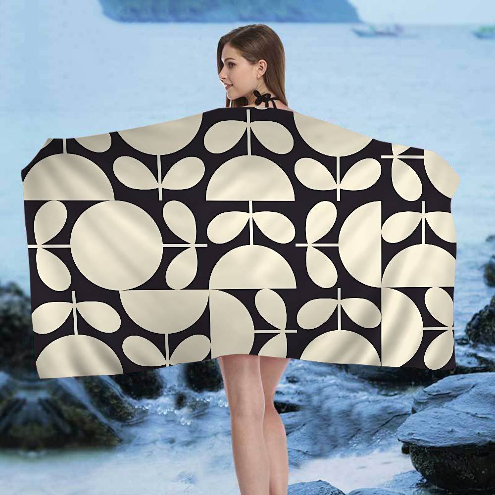 Orla Kiely Leaf Flower Big Microfiber Beach Towels Quick Dry Towel Sand Beach Towels Pool Towel for Travel Swim Pool Yoga