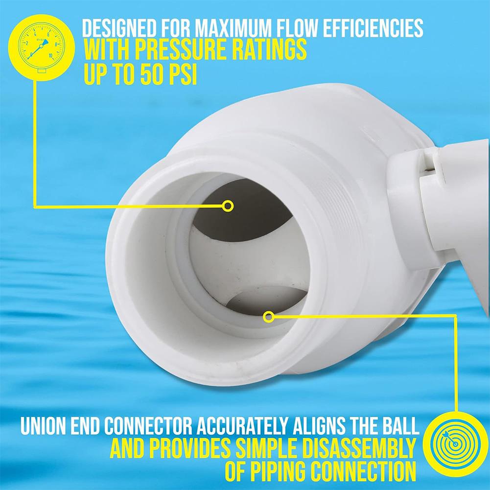2-Way Ball Valve Float Valve 1.5 - 1.25in Water Flow Regulation Pool Valve Maximum 50 PSI Pressure Rating for Above Ground Pool