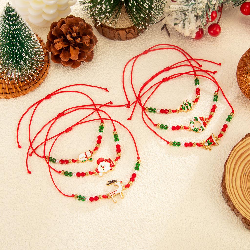 Креативный Рождественский Браслет Снеговик с Оленем INS Полимерная Глина Бусины Регулируемый Плетеный Ручной Ювелирный Изделие для Женщин Девушек Праздничный Подарок Аксессуары
