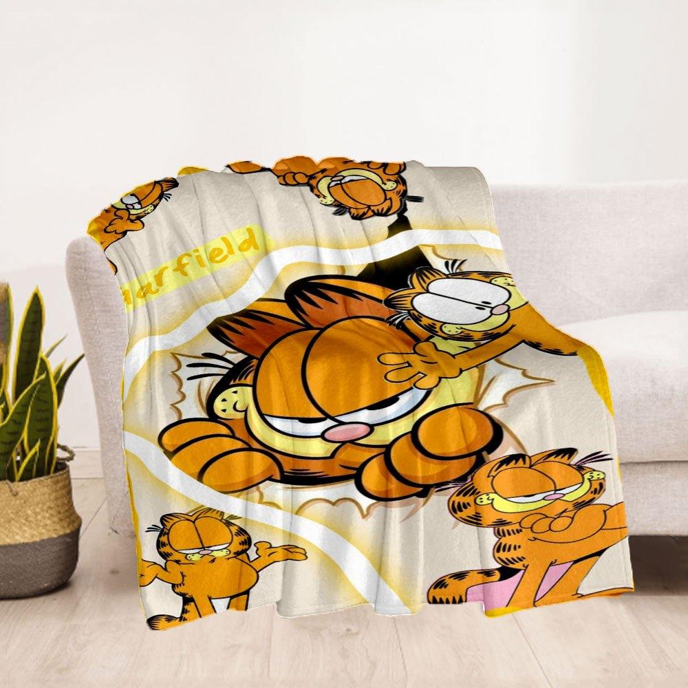 "Garfield Cat Wall Art Decor Sticker"Blanket Flannel Throw Blanket for Sofa, Bed, Travel, Camping, Office