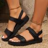 2024 Summer Women's Shoes Hot Selling Solid Color Open Toe Flat Women's Sandals Casual Medium Heel Women's Roman Sandals