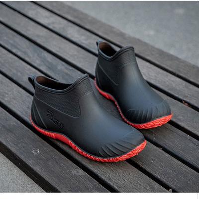 Нескользящие водные туфли женские короткие голенища верхняя одежда короткие дождевые туфли студенческие модные резиновые сапоги терморезиновые туфли низкие голенища водные туфли