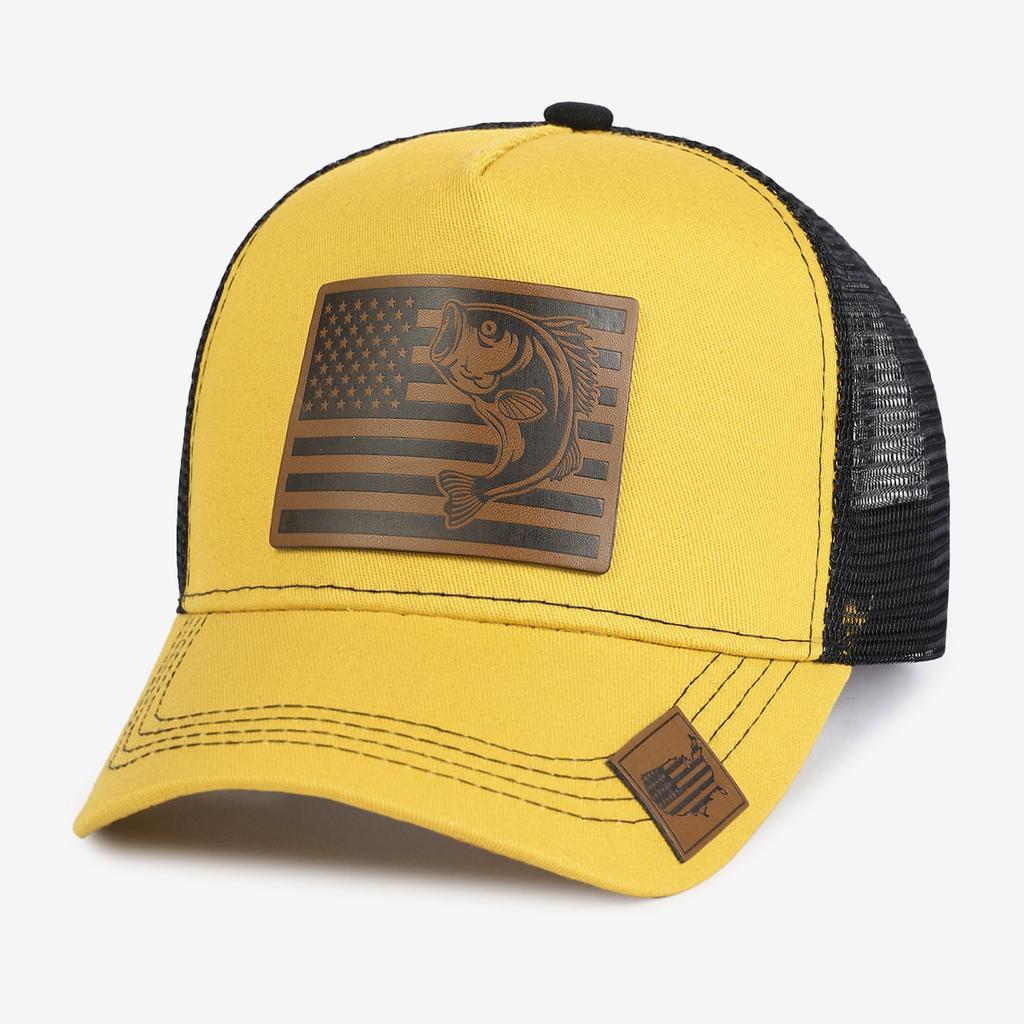 Unisex Mesh Trucker Hat with Leather Patch, Adjustable Breathable Baseball Cap for Men Women, Multiple Colors Available