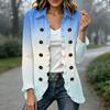 Women's Fashion Gradient Print Long Sleeve Ruffle Open Front Cardigan Lightweight Layering Jacket