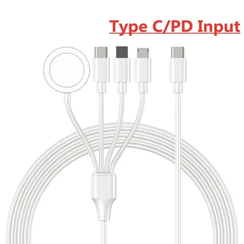 USB Type-C PD Charging Cable for iPhone and Android, Magnetic Wireless Charger for Apple Watch 1-9 Ultra SE, 4 in 1