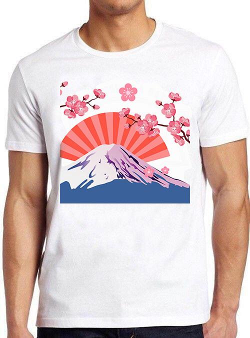 Fuji Mountain Cherry Blossom Funny Meme Cool Cult Movie Gift Tee T Shirt M827