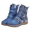 Handmade Retro Cow Leather Comfy Metal Buckle Zipper Flat Short Ankle Boots Winter Shoes for Women