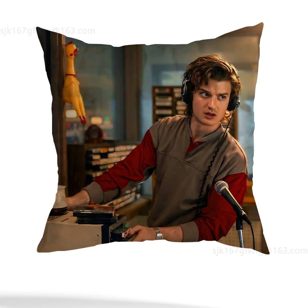 Joe Keery Stranger Pillow Case Anti-Dustmite Pillowcase Invisible Zipper Silky Short Plush Sofa Cushion Cover