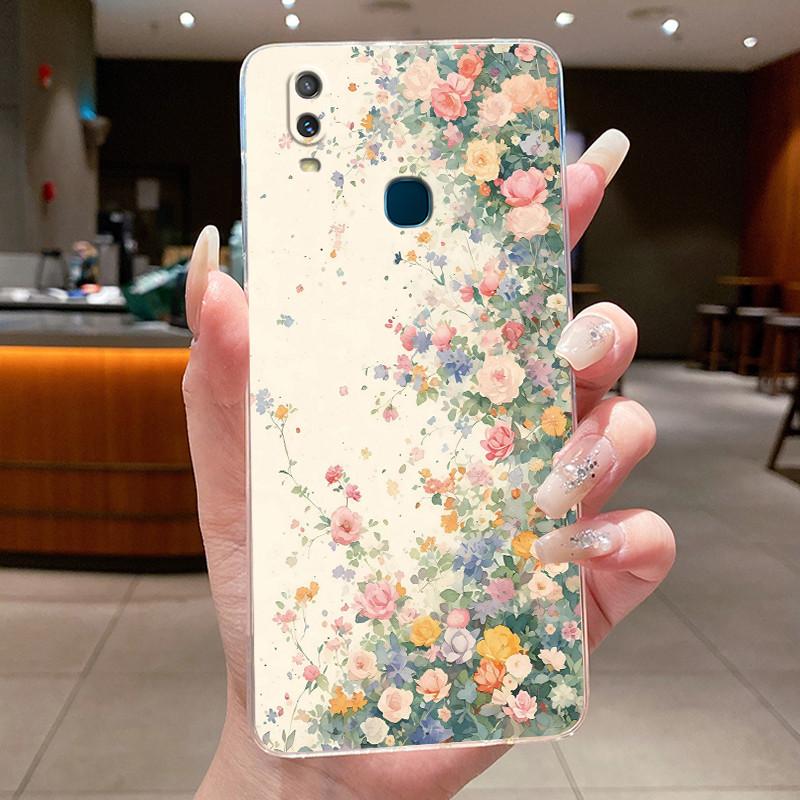 Для VivoY11 2019 Задняя крышка Vivo 1906 Корпус Vivo Y11 2019 Чехол Модный Роскошный Бабочки Цветы Прозрачный Мягкий ТПУ Желе Чехол для Телефона