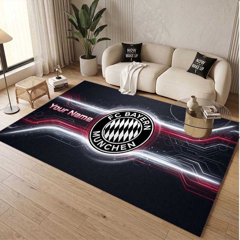 Custom Rug Bayern Munich Pattern Print Name Text Soft Non‑Slip Floor Carpet for Home Indoor Decoration
