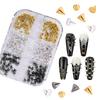 6 Grid Gold Silver Rivets Alloy Nail Art Studs Gothic Punk Cone Wearable Mini DIY Decorations