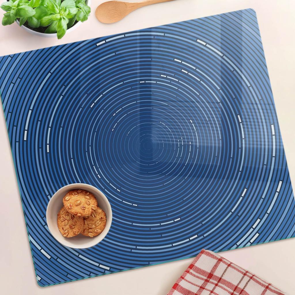 Decorative Glass Chopping and Serving Board with Abstract Circles 60x52 cm