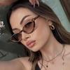 Non-polarized Cat Eye Vintage Fashion Sunglasses Women Semi-Rimless Small Frame Eyewear Women Personality Simple Sunglasses Men