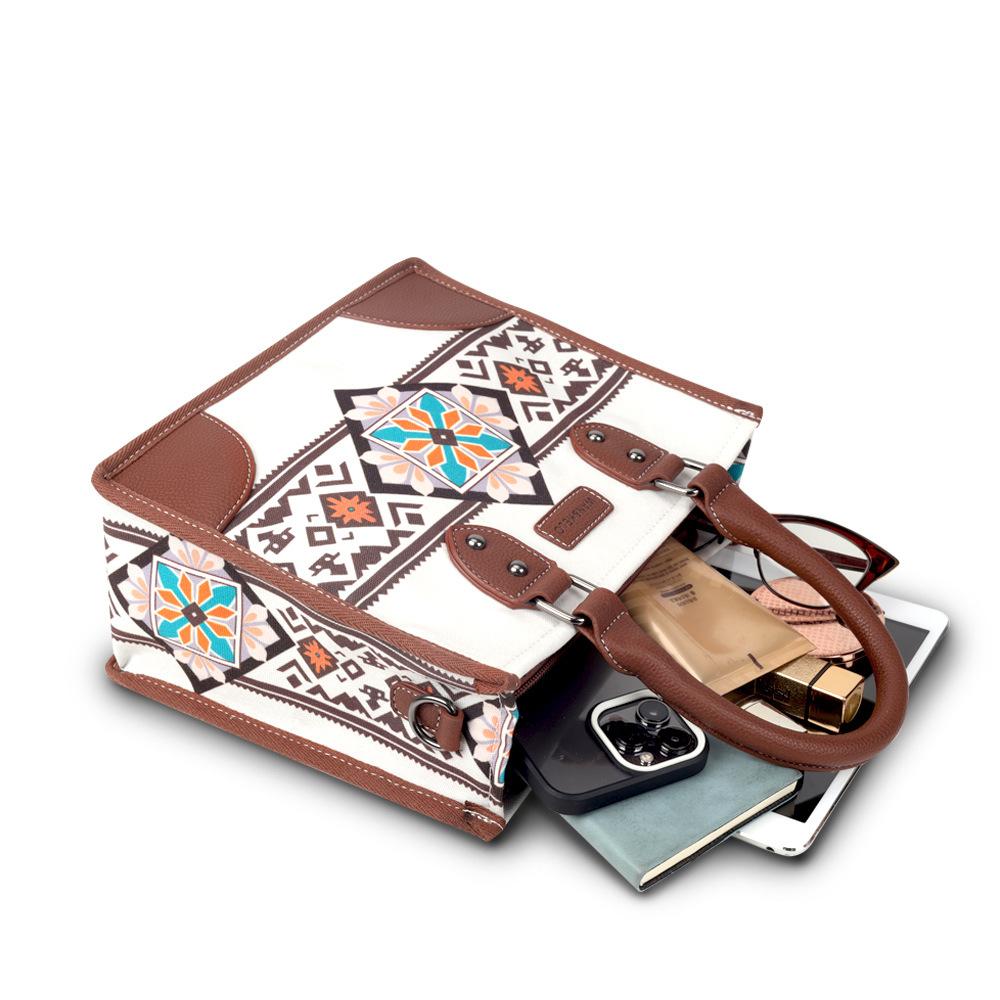 Новые наборы женских сумок в этническом стиле в стиле бохо, ретро-холщовая горизонтальная квадратная женская сумка-тоут с модным принтом, портативная женская сумка-мессенджер с кошельком