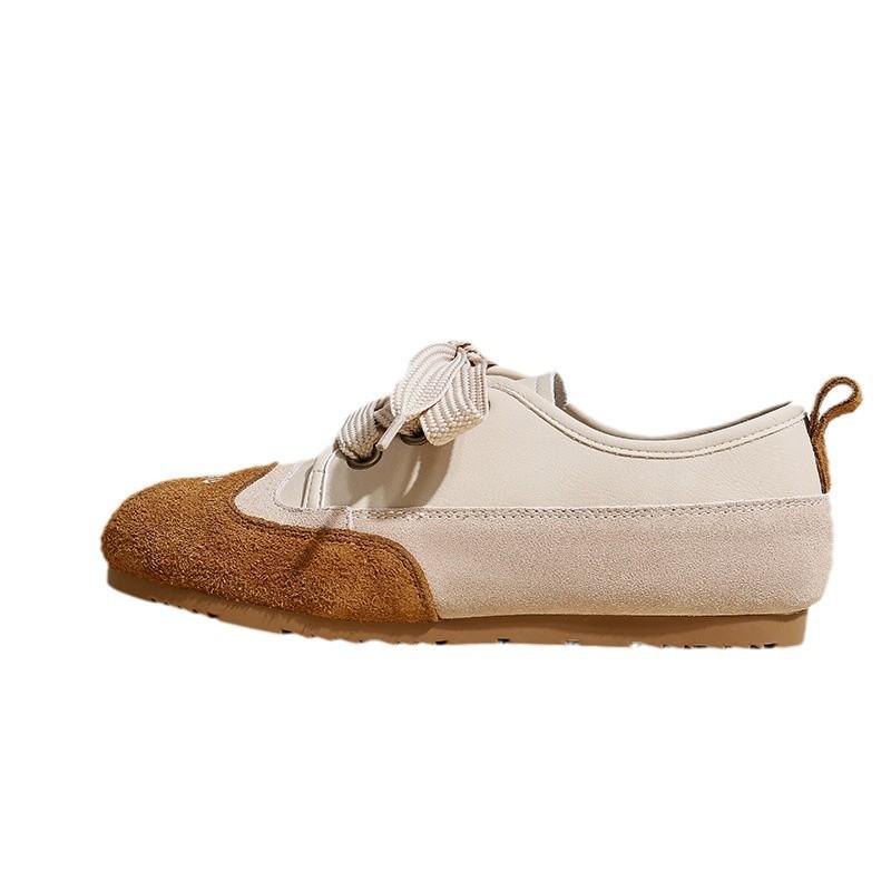 Gu Yunshu Urban Leisure~ Новые удобные спортивные туфли из матовой кожи на шнуровке с мягкой подошвой и плоской подошвой, поступление осенью 2024 г.