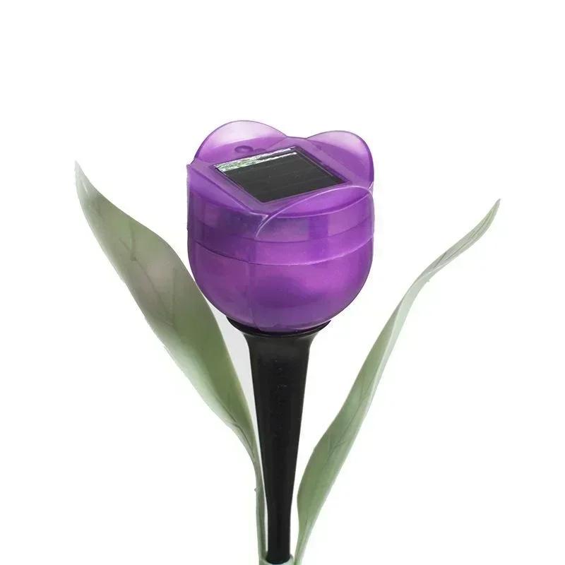 1Pcs Garden Tulip Flower Shape LED Solar Powered Waterproof Tube Lawn Lights Standing Decor for Yard Outdoor Party