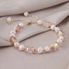 Imitation Pearl Bracelets for Women Vintage Pink Crystals Beaded Bracelet Elegant Shiny Zircon Bangles Pull-out Adjustable Trendy Jewelry Gifts