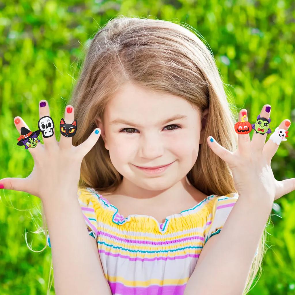 Силиконовые кольца для Хэллоуина Декорации для вечеринки Happy Halloween Тыквенный череп Декор для вечеринки по случаю дня рождения Детские сувениры Товары для вечеринки дома