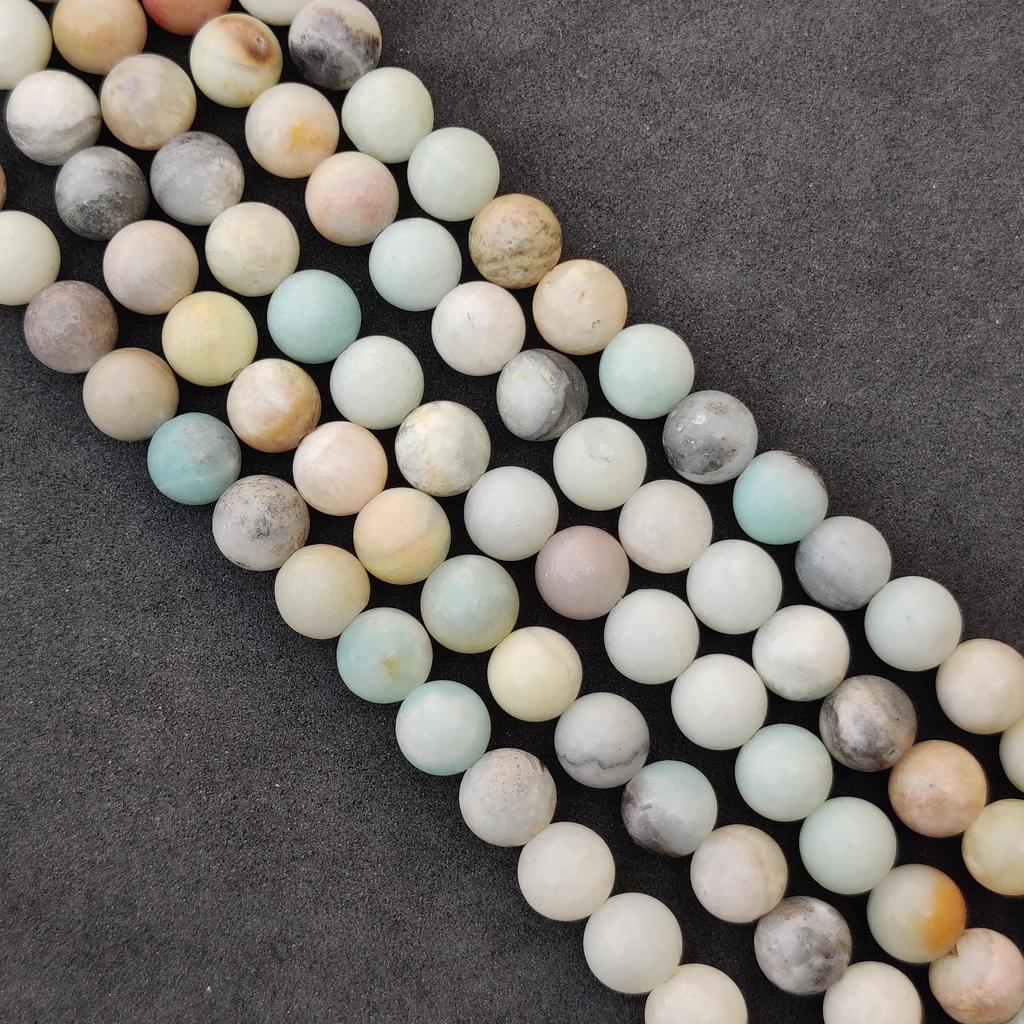 Natural Multi Matt Amazonite Round Balls Gemstone Beads, 6mm 8mm 10mm, A Grade Multicolor Amazonite Beads, 14-15 Inch Strand Beads.