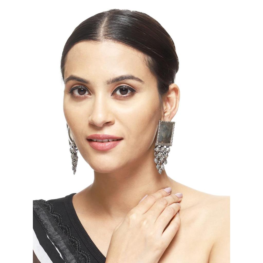 Окисленные серьги-гвоздики в стиле бохо Цвет-серебро, посеребрение для взрослых-женщин