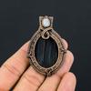 Fancy Black Tourmaline Gemstone Pure Copper Wire Wrapped Handmade Jewelry Pendant