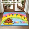 Crystal Velvet Square Rug Custom NameHey Duggee Pattern Non Slip Home Floor Decor Rug