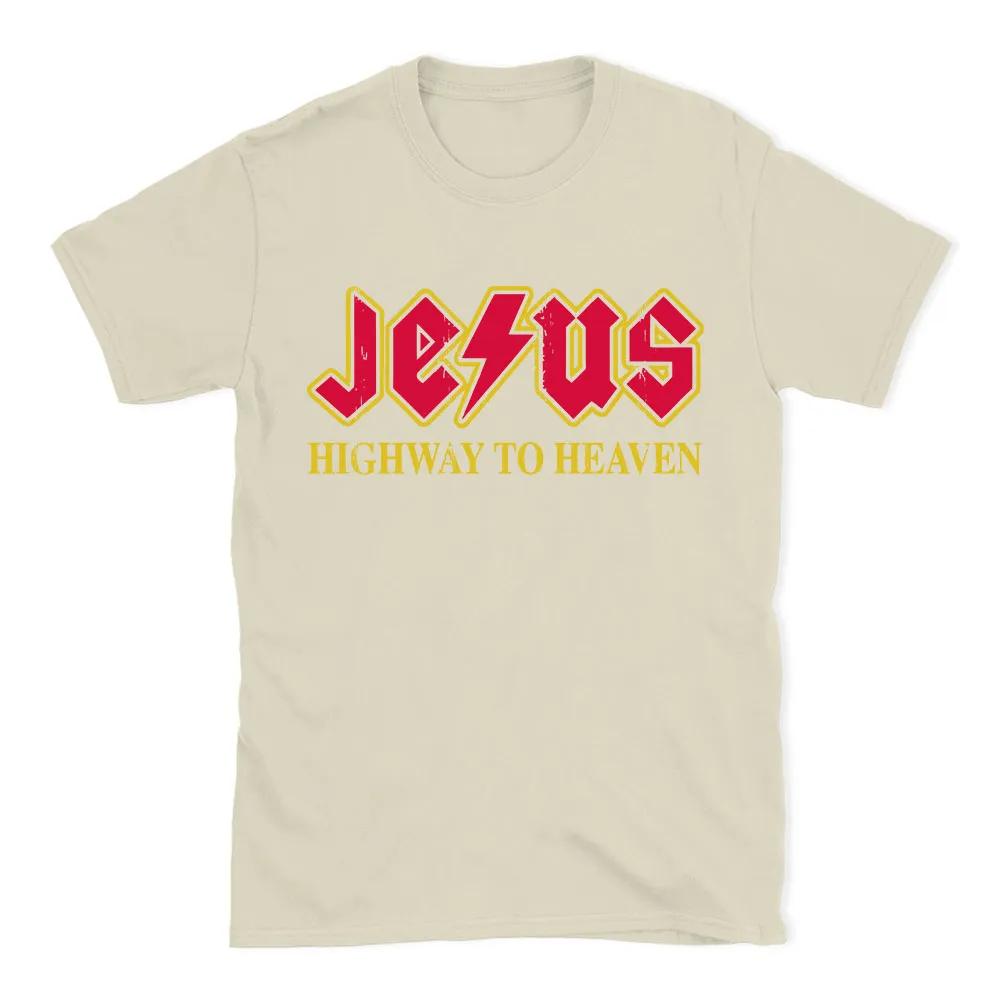 Summer 2026 New Jesus Road To Heaven Unisexs Tshirt Fashion Hot Sale Circle Neck Unisexs and Womens Same Print Tshirt