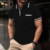 Men Summer Shirt Short Sleeves Slim Fit Solid Color Button Turn-down Collar Chest Pocket Soft Breathable Pullover Casual Business Top Golf Tennis
