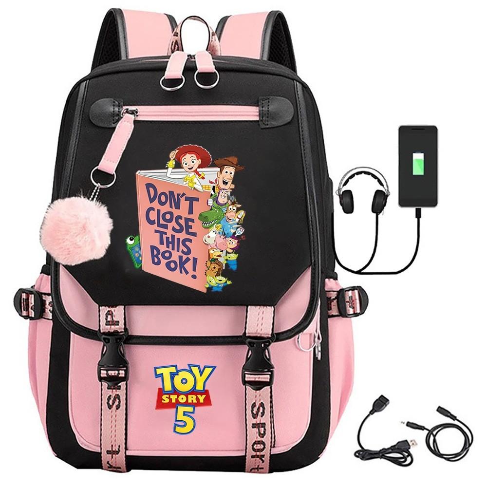 Toy Story 5 Printed Canvas Backpack With Breathable Design For Middle School Students And Travel