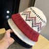 Knitted Fisherman Hat Women's Winter Warm Hat Fair Isle Style Korean Style Ear Protection Woolen Hat with Large Head Circumference and Small Face