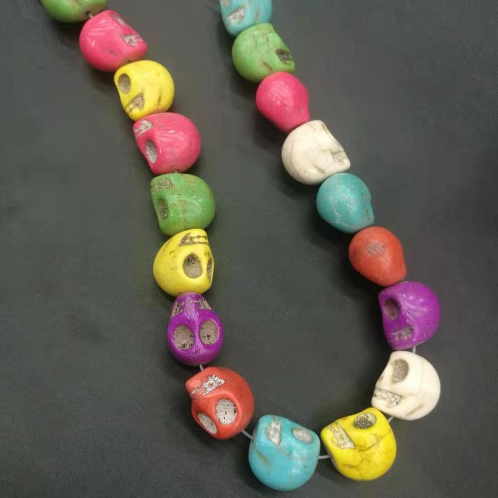 DIY Skull Shape 15*18 mm Howlite Dyed Stone Mix-color Turquoise Carved Skull Shape Loose Beads ,For DIY Jewelry Making