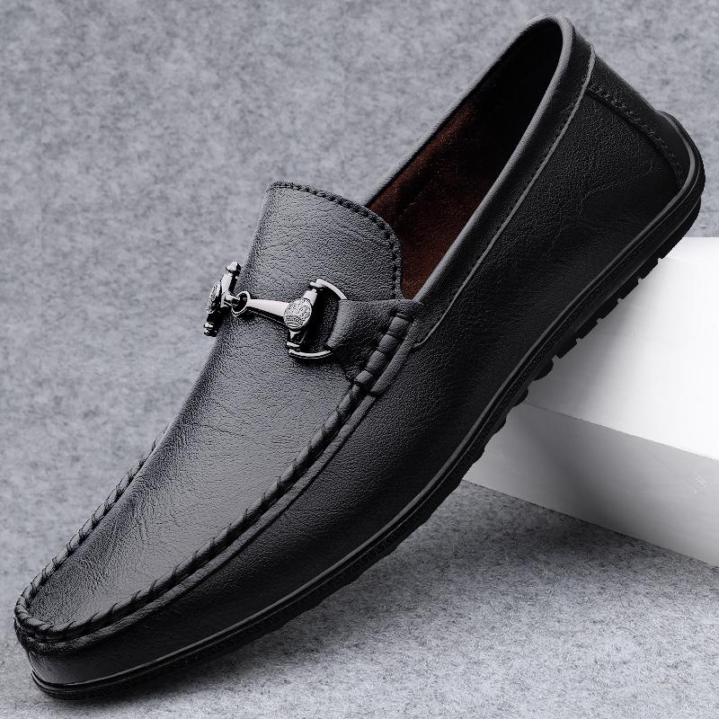 Fashion High Quality Men Casual Leather Loafers Flat Designer Casual Business Office Formal Shoes New Soft Bottom Antiskid Walking Shoes