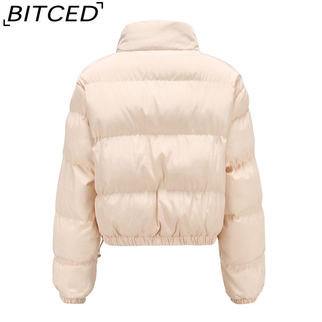 BITCED Autumn/Winter Women's Short-Length Cotton Coat Women's Long-Sleeved High-Neck Thermal Jacket Loose-Fit Casual Cotton Coat