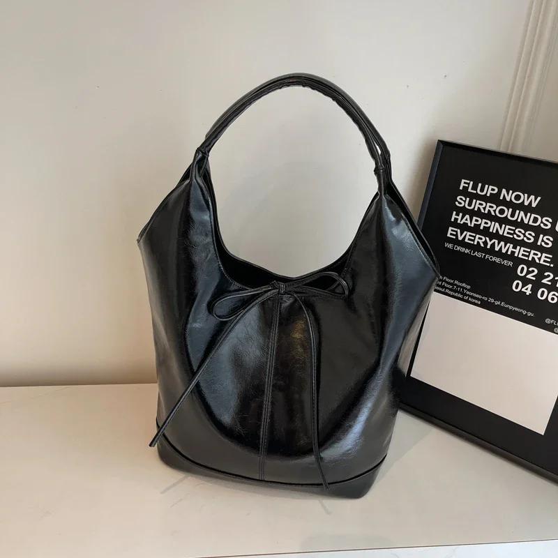New Fashion Hot Selling Tote Bags Solid Bow Versatile Designer Shoulder Bags Women Soft Simple Commuting Women's Handbags