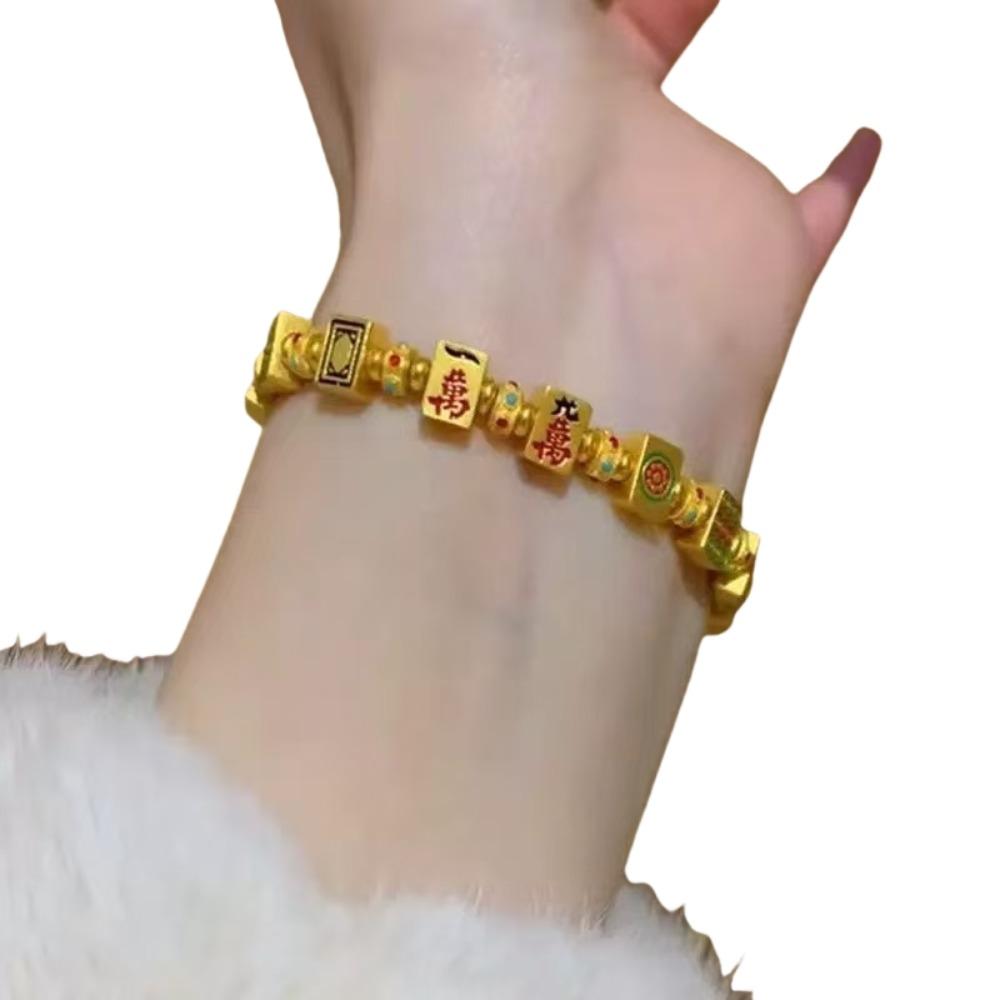 Delicate Love Heart Golden Bracelet Alloy Flower Hollow Bracelet Ornaments Hand Chain Chinese Style Bangles Ladies