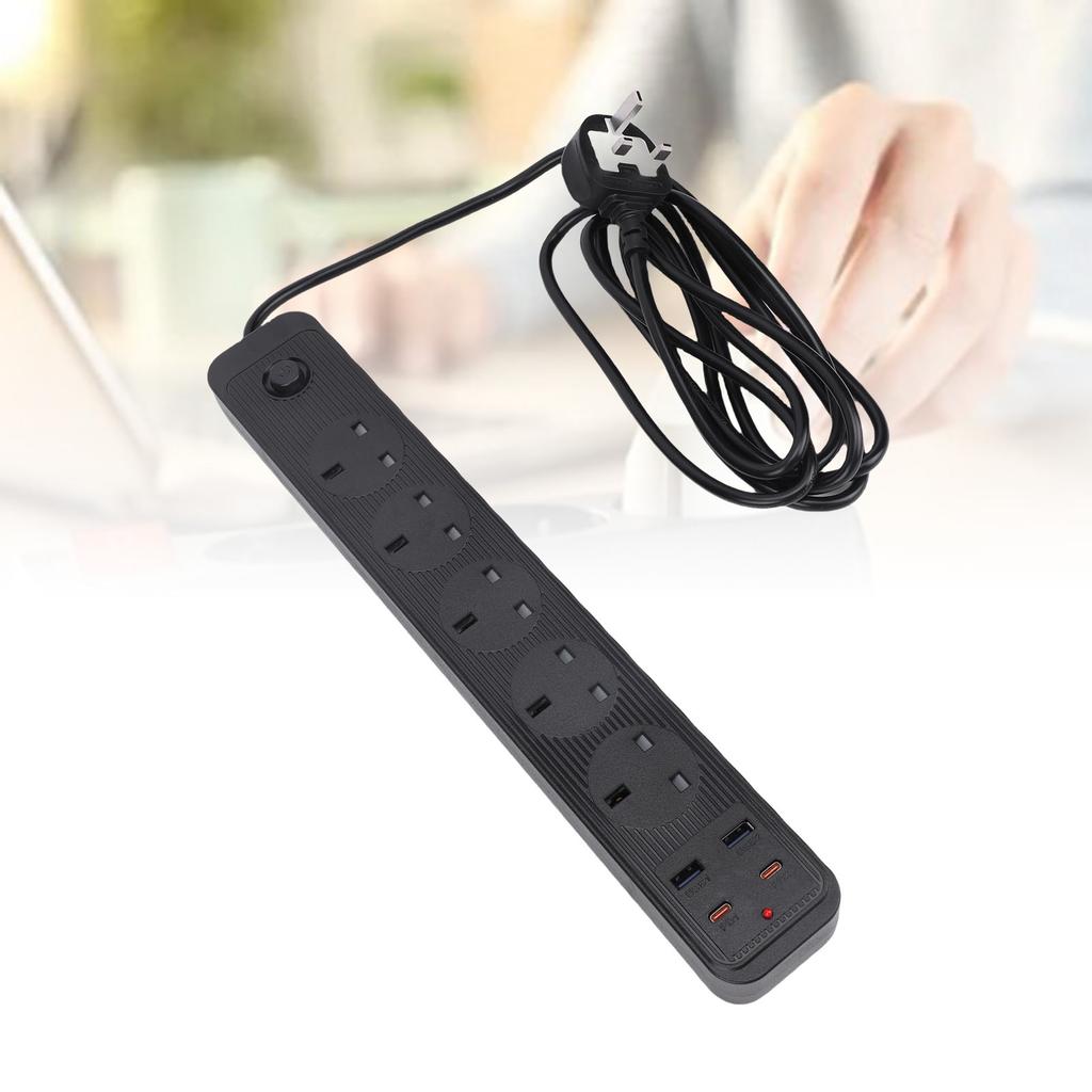Сетевой фильтр 13А Многофункциональный 5 розеток 2 Type C 2 USB Удлинитель розетки для кухни