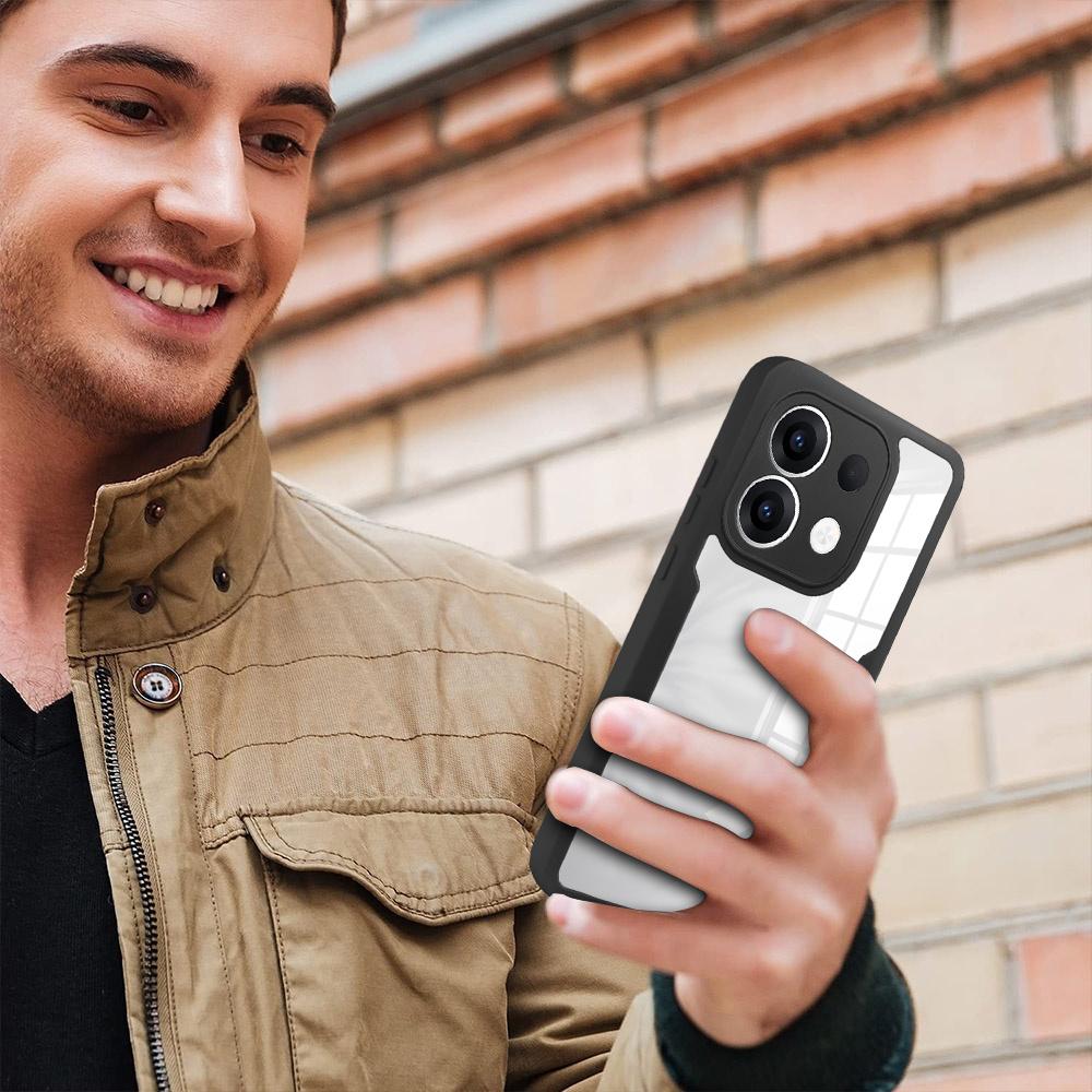 Для Oppo Reno13 5G (Глобальный) Чехол Акрил + ТПУ Прозрачный Чехол для Телефона с PET-пленкой для Экрана