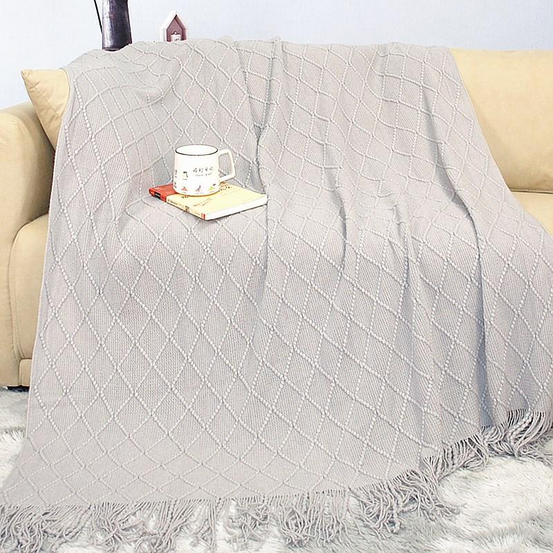 Скандинавский Ретро Желтый Аргайл Вязаный Плед - Покрывало на кровать, Накидка на диван, Накидка-шарф на конец кровати