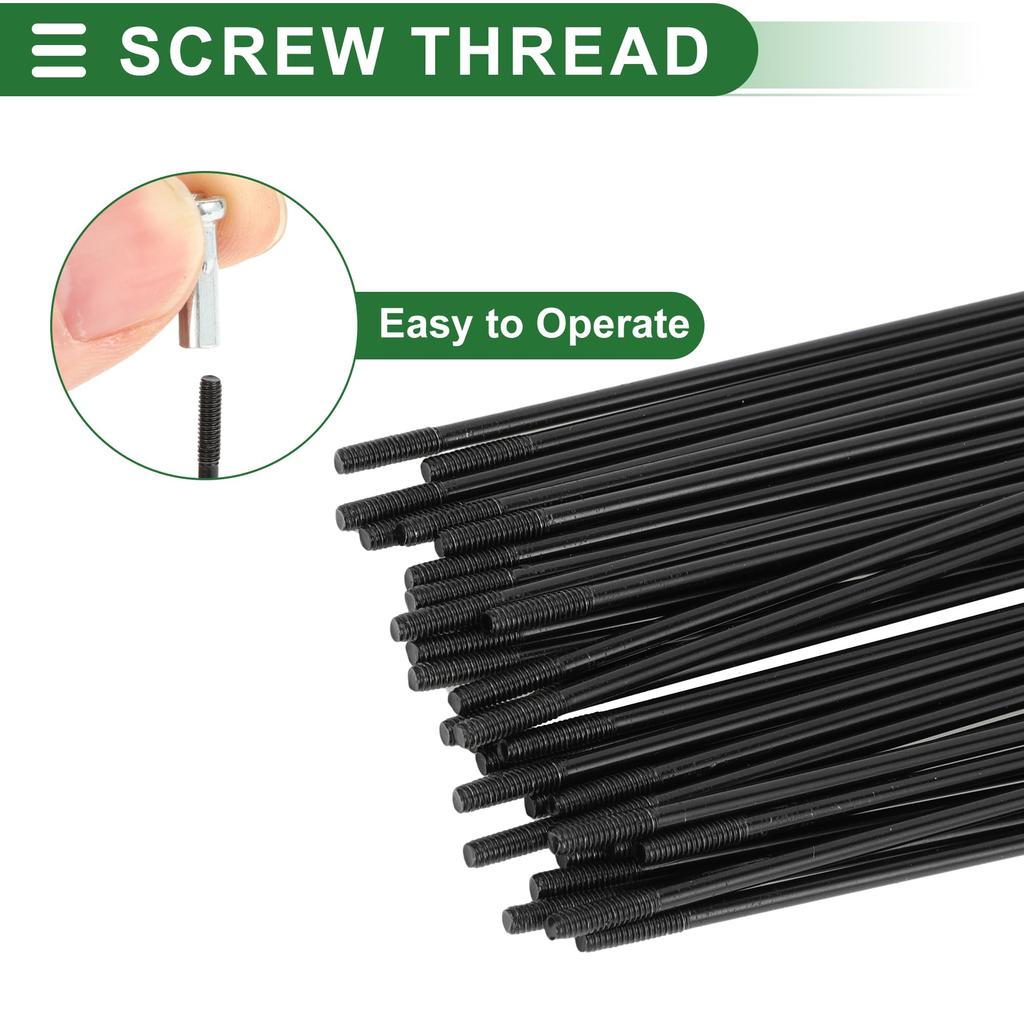 Motoforti Универсальные спицы для велосипеда, Спицы для велосипедного колеса, 14G, Длина 273 мм, Углеродистая сталь, Черный, 1 комплект