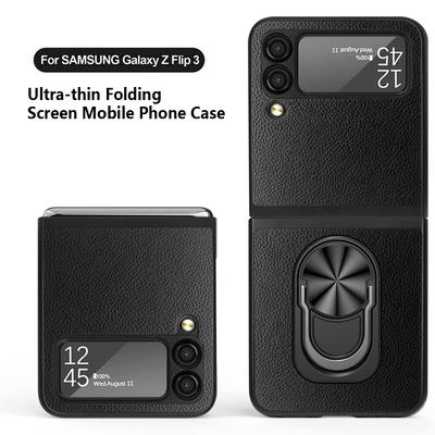 Матовый кожаный чехол с кольцом-держателем для Samsung Galaxy Z Flip 3 Flip4 5g Flip3, чехол с защитой от падения для Samsung Z Flip 4 3, чехлы