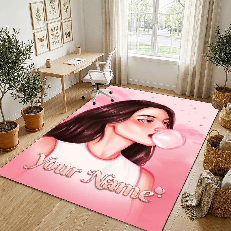 Personalized Crystal Velvet Carpet,Olivia Rodrigo Custom Printed Name, Plush Area Rug For Home Indoor Decor