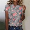 3D Printed Flower T Shirt For Women Floral Graphic Short Sleeves Summer Fashion Street O-Neck Tees Tops Loose Oversize T-Shirts