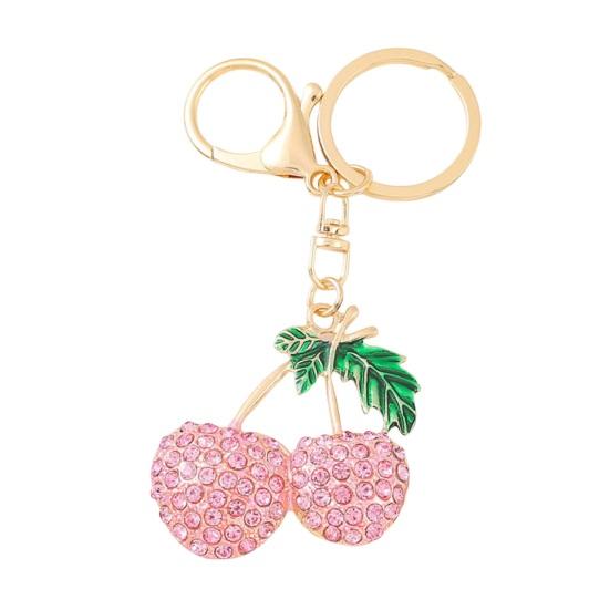 Girl Keyring Cherry Shape Charm Sparkling Rhinestone Keychain Pendant Bag Handbags Backpacks Charm Accessories