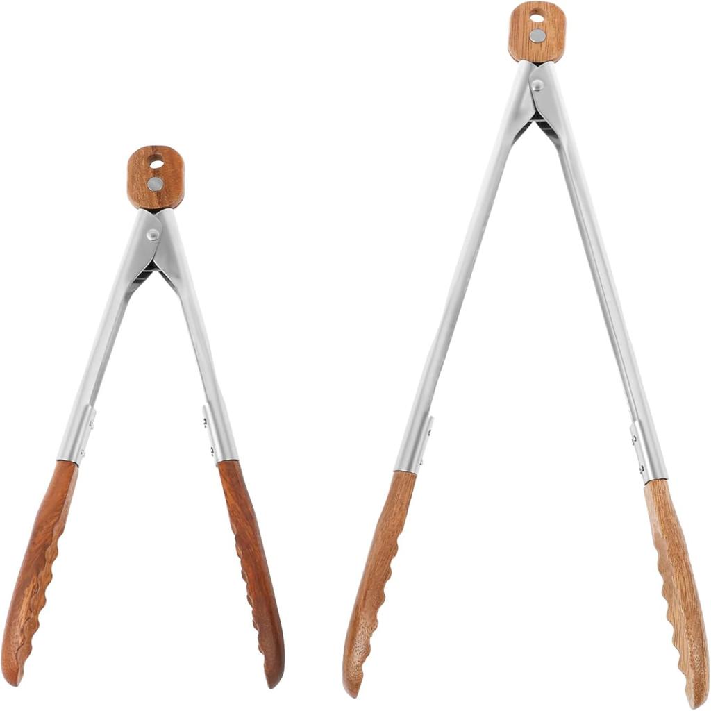 Kitchen grilling tongs salad tongs cooking and flipping tongs Brown 2pcs