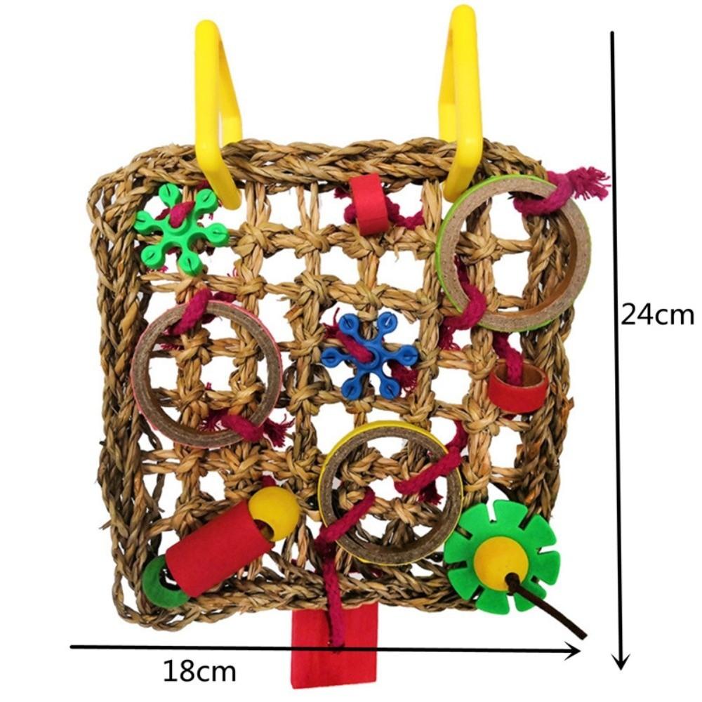 New Natural Rattan Parrot Bite Toy Hanging Interactive Bird Teething Toy Colorful Durable Parrot Climbing Net Pet Supplies