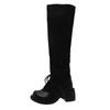 Winter Chunky Women High Boots Lace Up Mid Heels Fashion Shoes 2025 Trend Knee High Designer Pumps Goth Motorcycle Botas Mujer