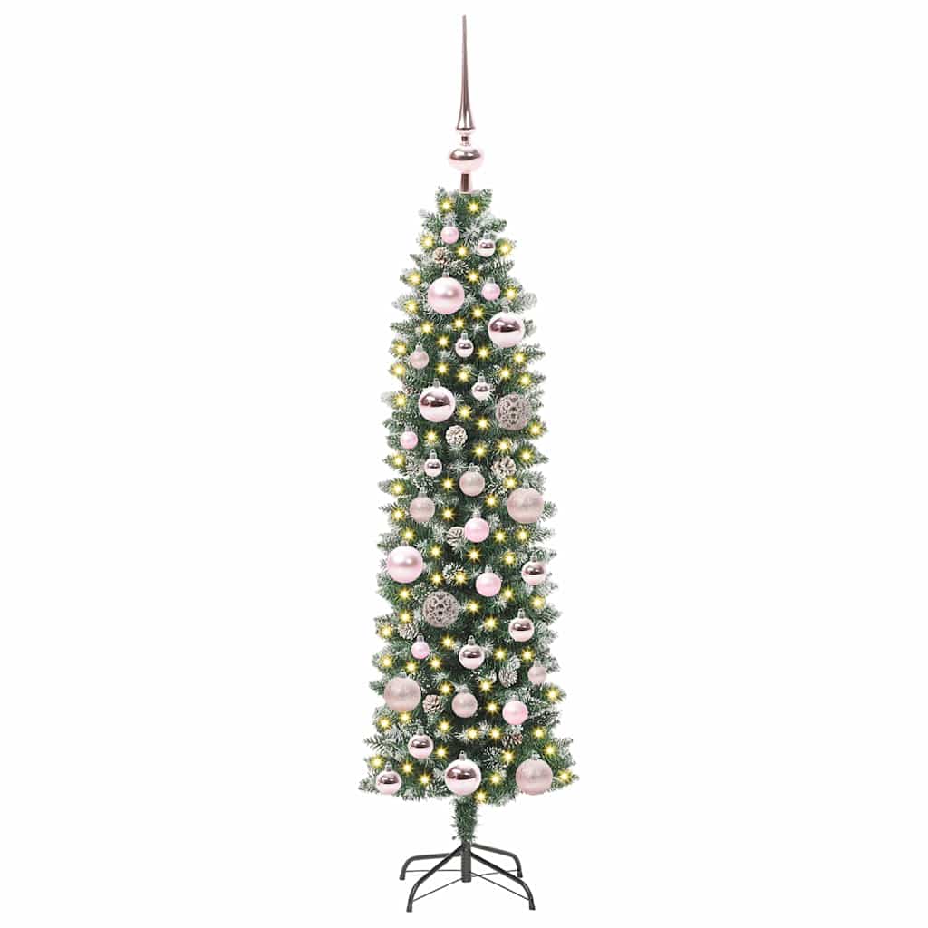 Artificial Slim Christmas Tree in Green and White 120 cm