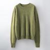 2025 Autumn/Winter Women's Seamless Knit Wool Sweater - Round Neck, Loose Fit, Plus Size, Long Sleeve Top